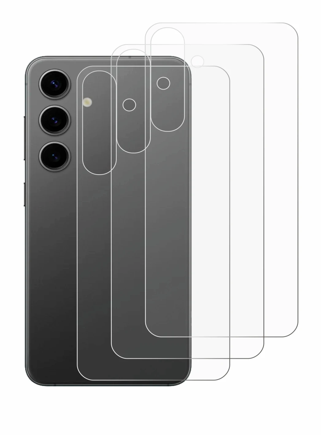 Image of the device Samsung Galaxy S24 Plus (Back) with a wide variety of screen protectors.