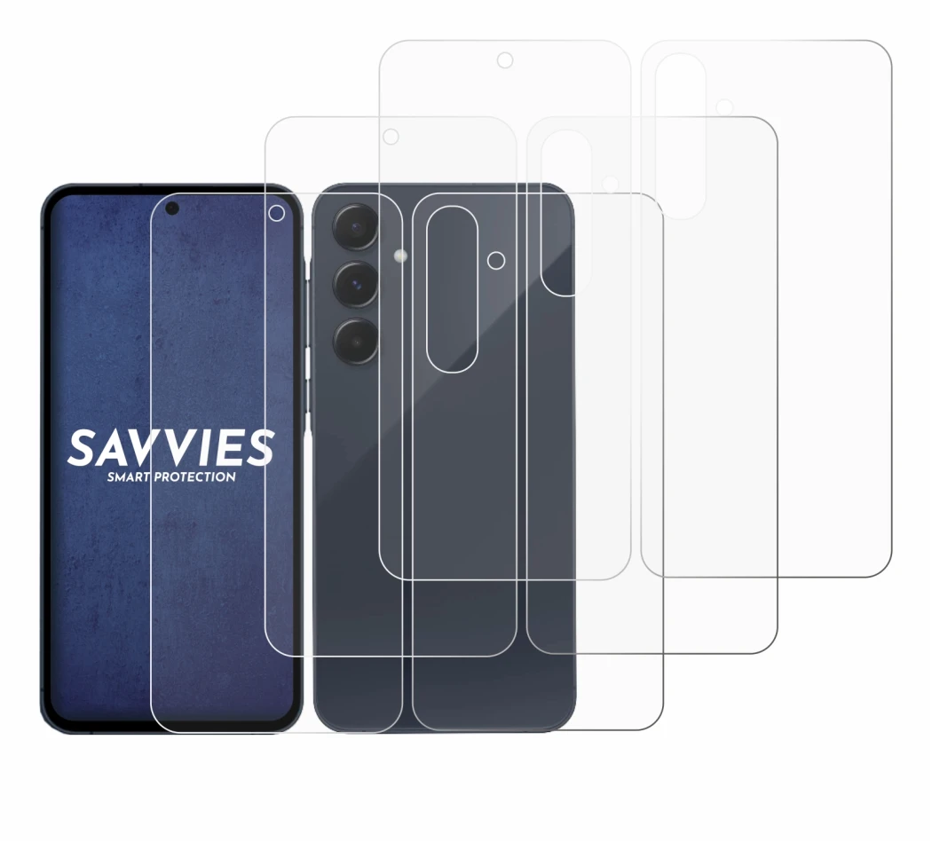 Image of the device Samsung Galaxy A55 5G (Front+Back) with a wide variety of screen protectors.
