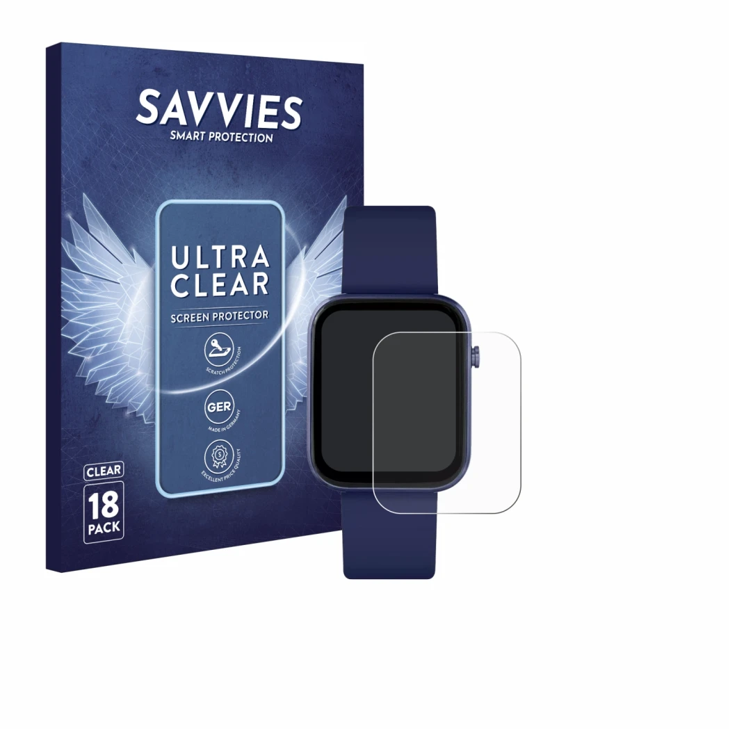 Front side of a product packaging with the brand logo Savvies. Next to it is the device Reflex Active Series 12 shown with the