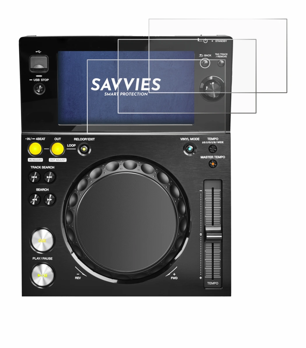 Image of the device Pioneer XDJ -700 with a wide variety of screen protectors.