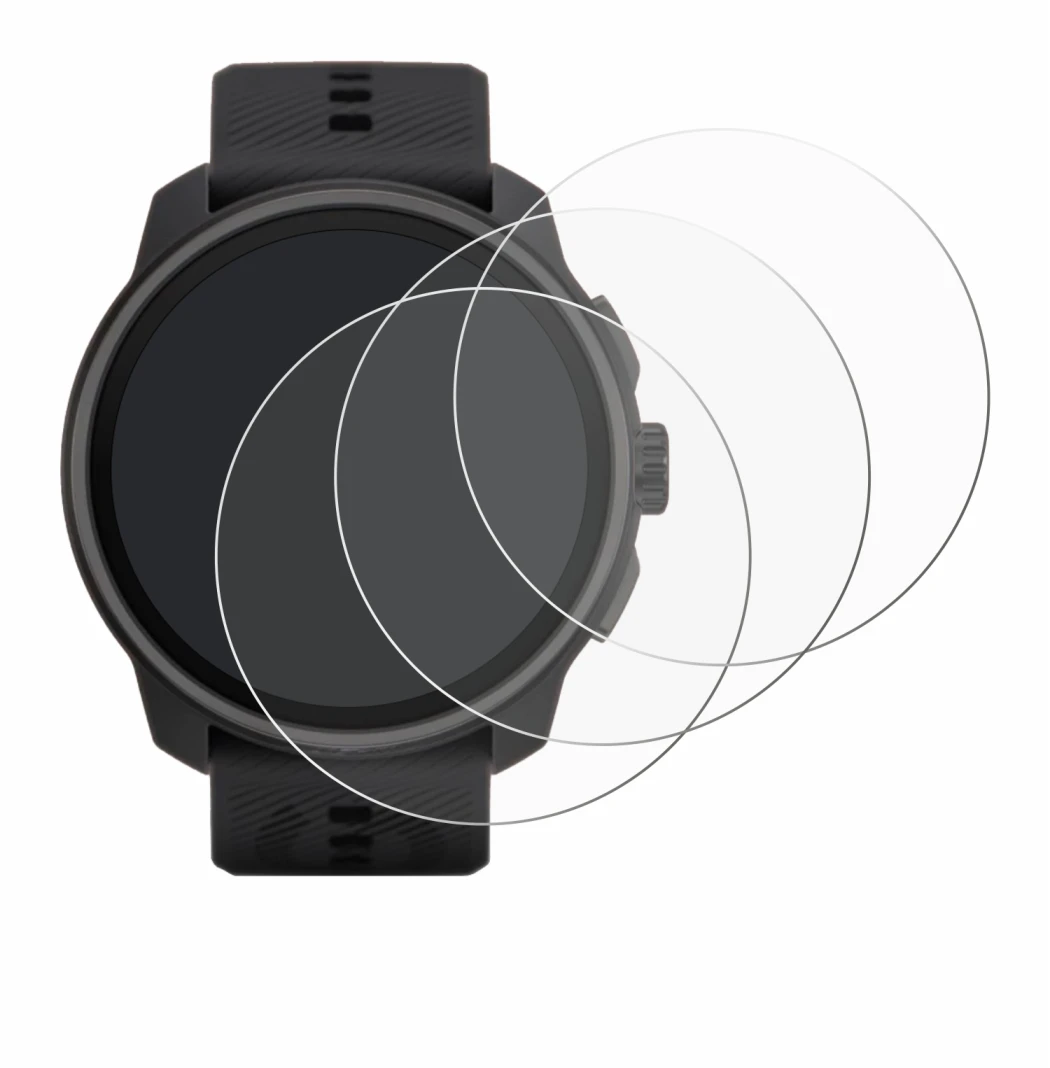 Image of the device Suunto Race S with a wide variety of screen protectors.