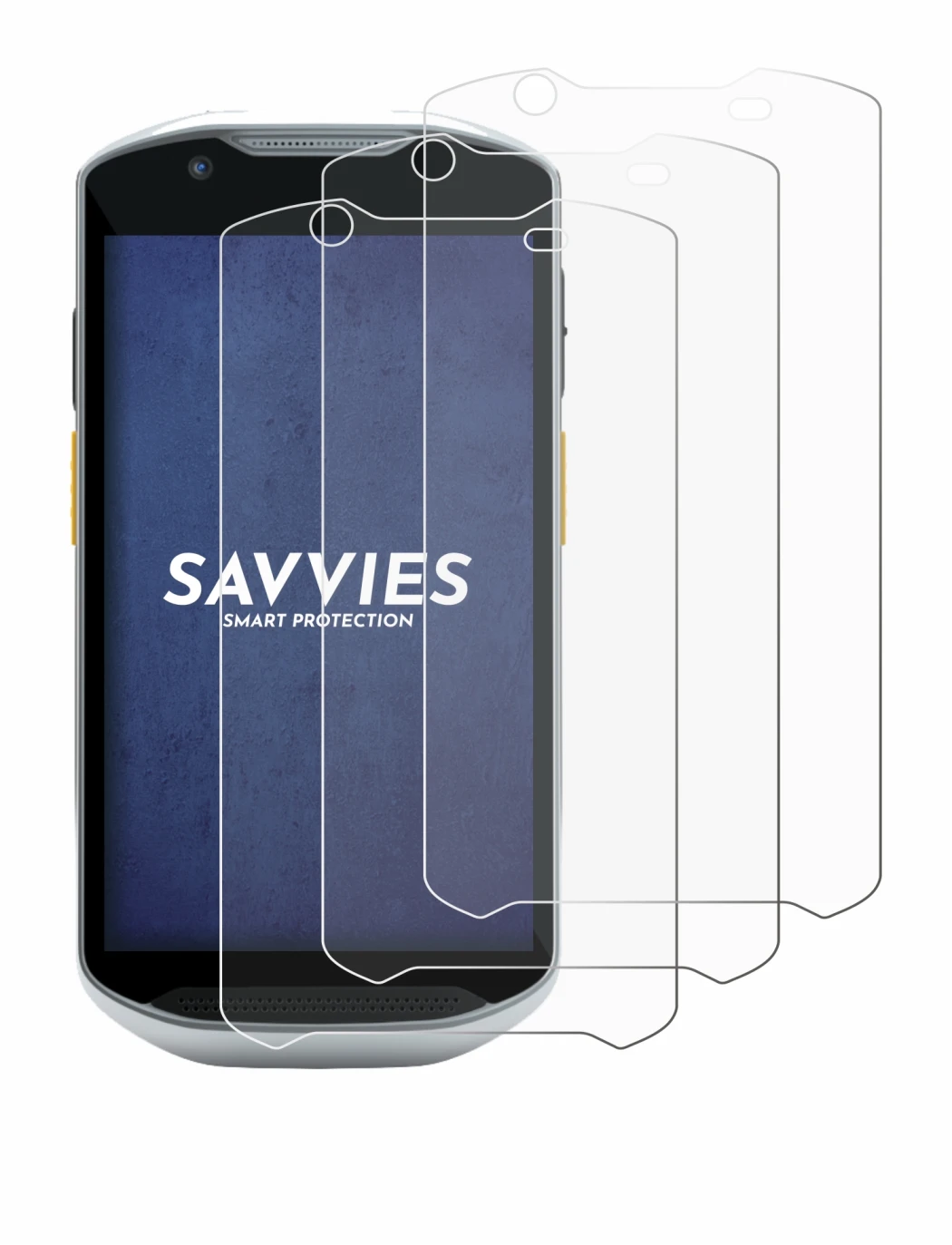 Image of the device Zebra TC52x-HC with a wide variety of screen protectors.