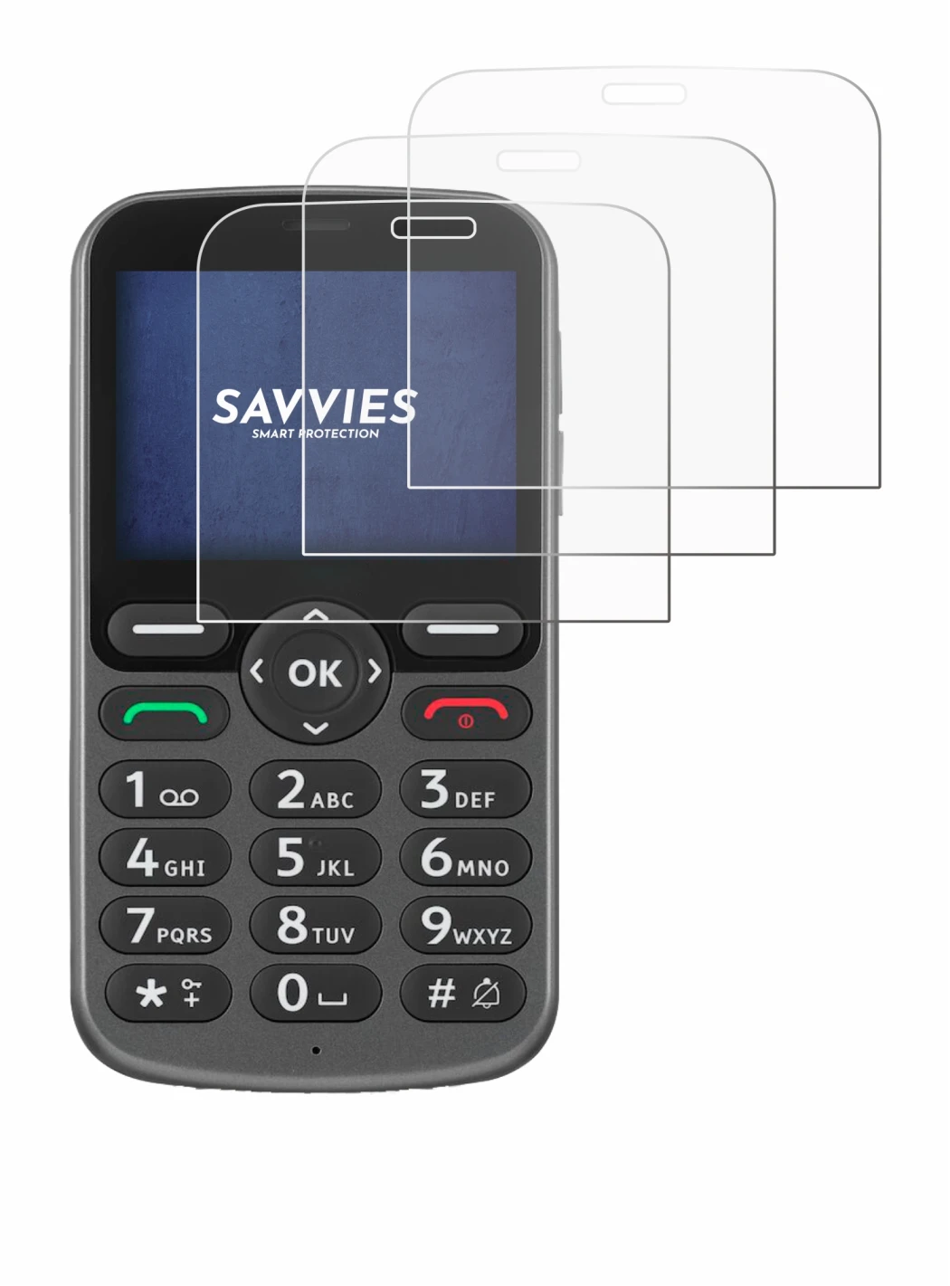 Image of the device Doro 1380 with a wide variety of screen protectors.