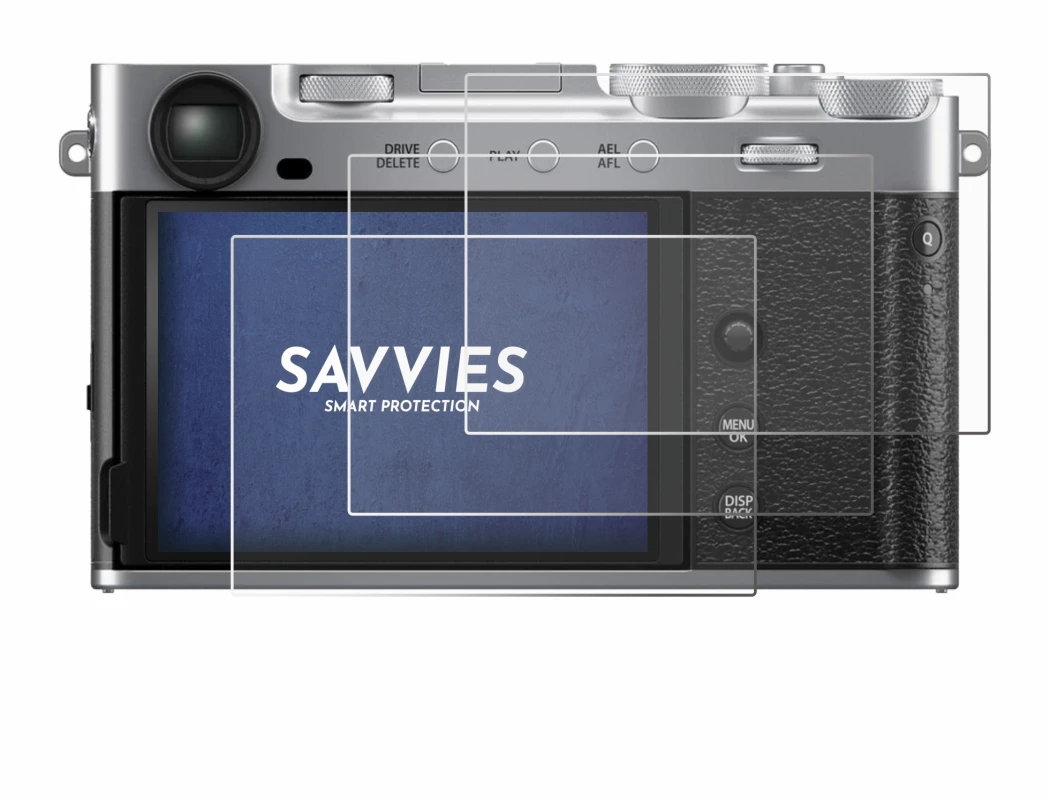 Image of the device Fujifilm X-E5 with a wide variety of screen protectors.