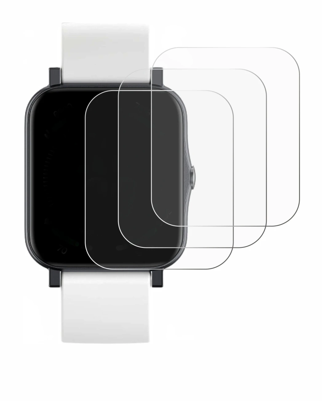 Image of the device QNix Smartwatch with a wide variety of screen protectors.