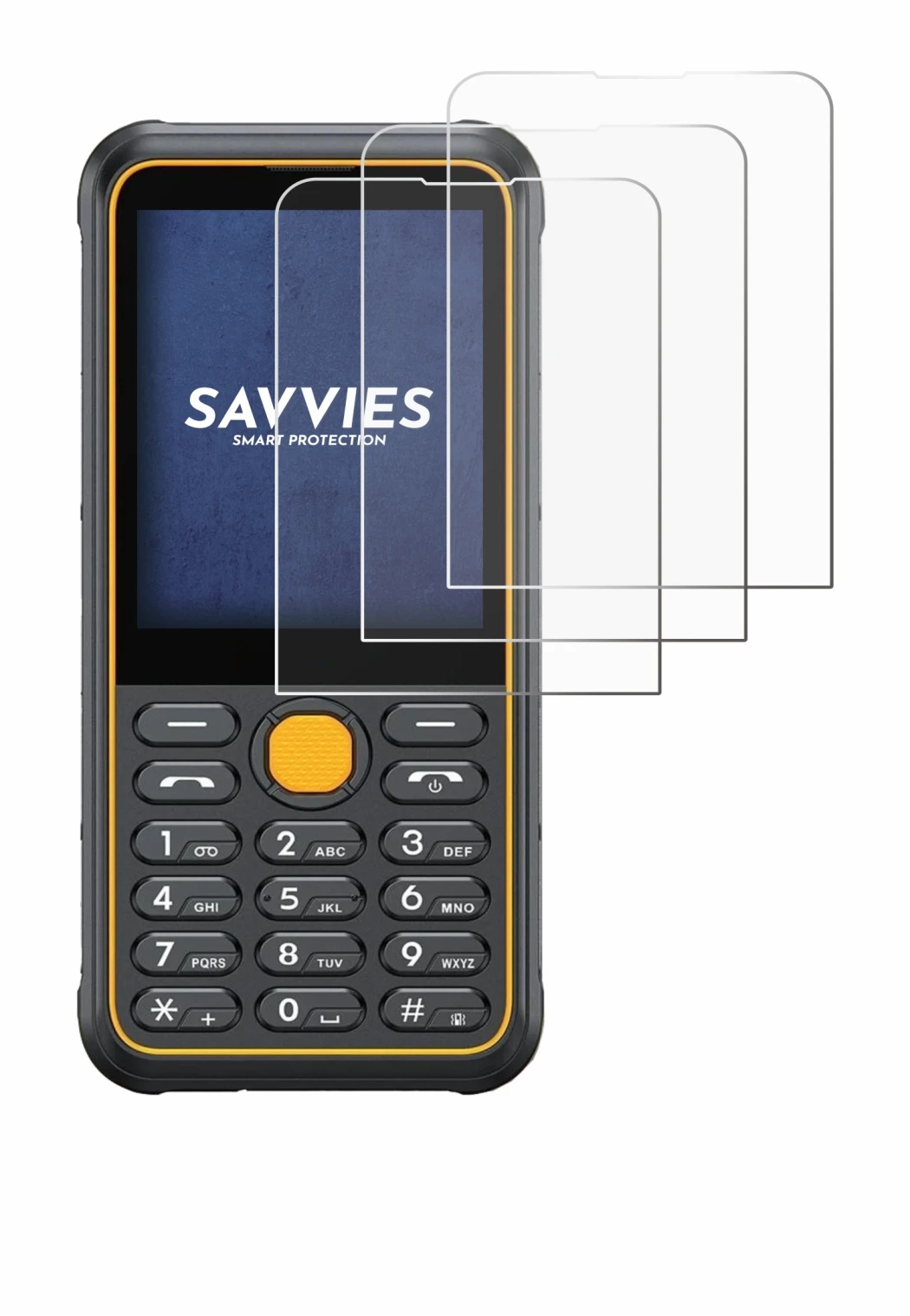 Image of the device Ulefone Armor Mini 4 with a wide variety of screen protectors.