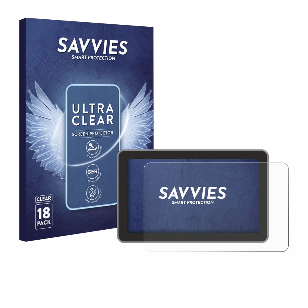 Front side of a product packaging with the brand logo Savvies. Next to it is the device Bambu Lab H2D shown with the correspon