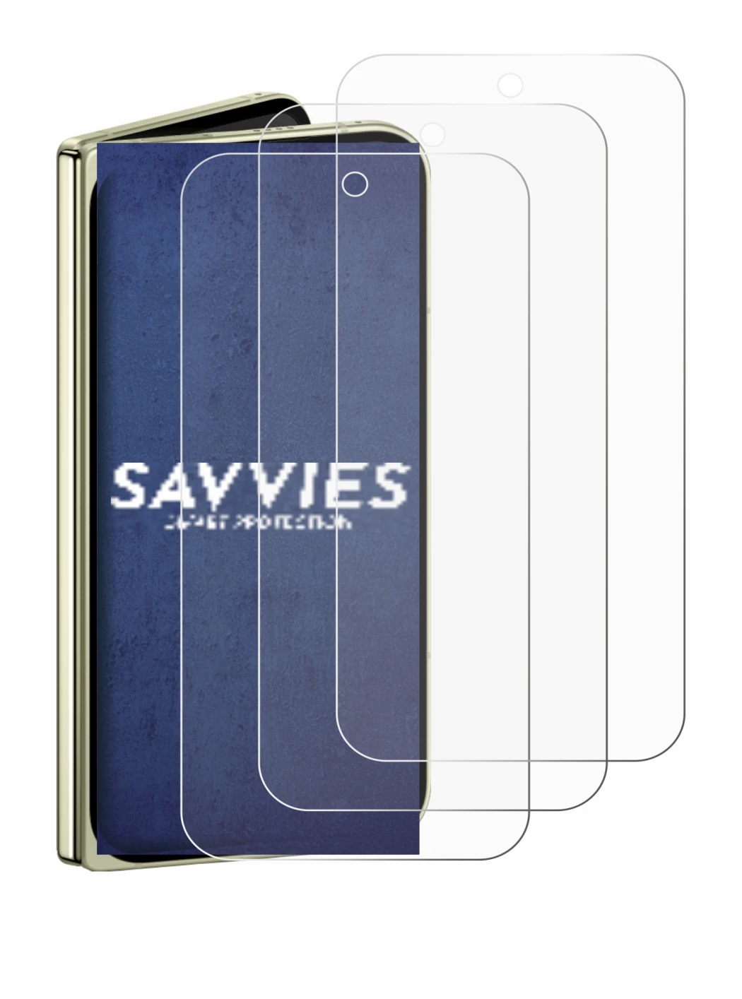 Image of the device Google Pixel 10 Pro Fold with a wide variety of screen protectors.