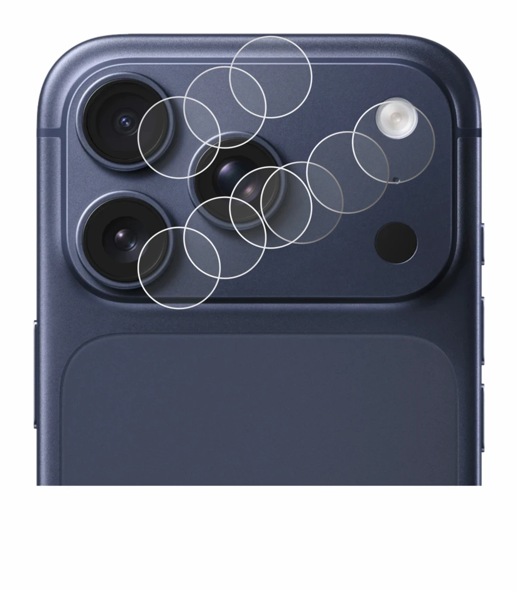 Image of the device Apple iPhone 17 Pro (ONLY Camera Lens) with a wide variety of screen protectors.