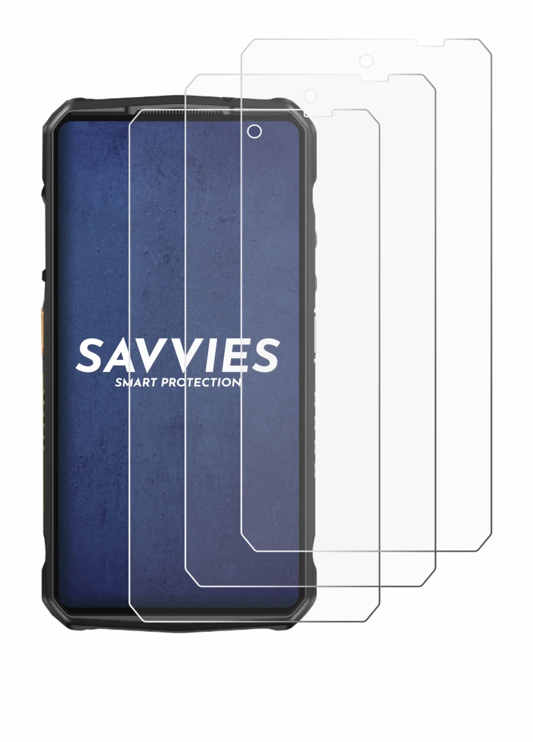 Image of the device Ulefone 29 pro with a wide variety of screen protectors.
