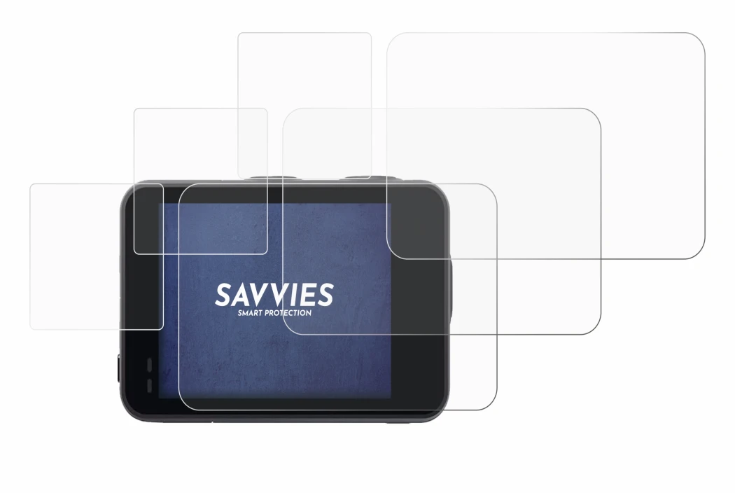 Image of the device Akaso Brave 7 with a wide variety of screen protectors.