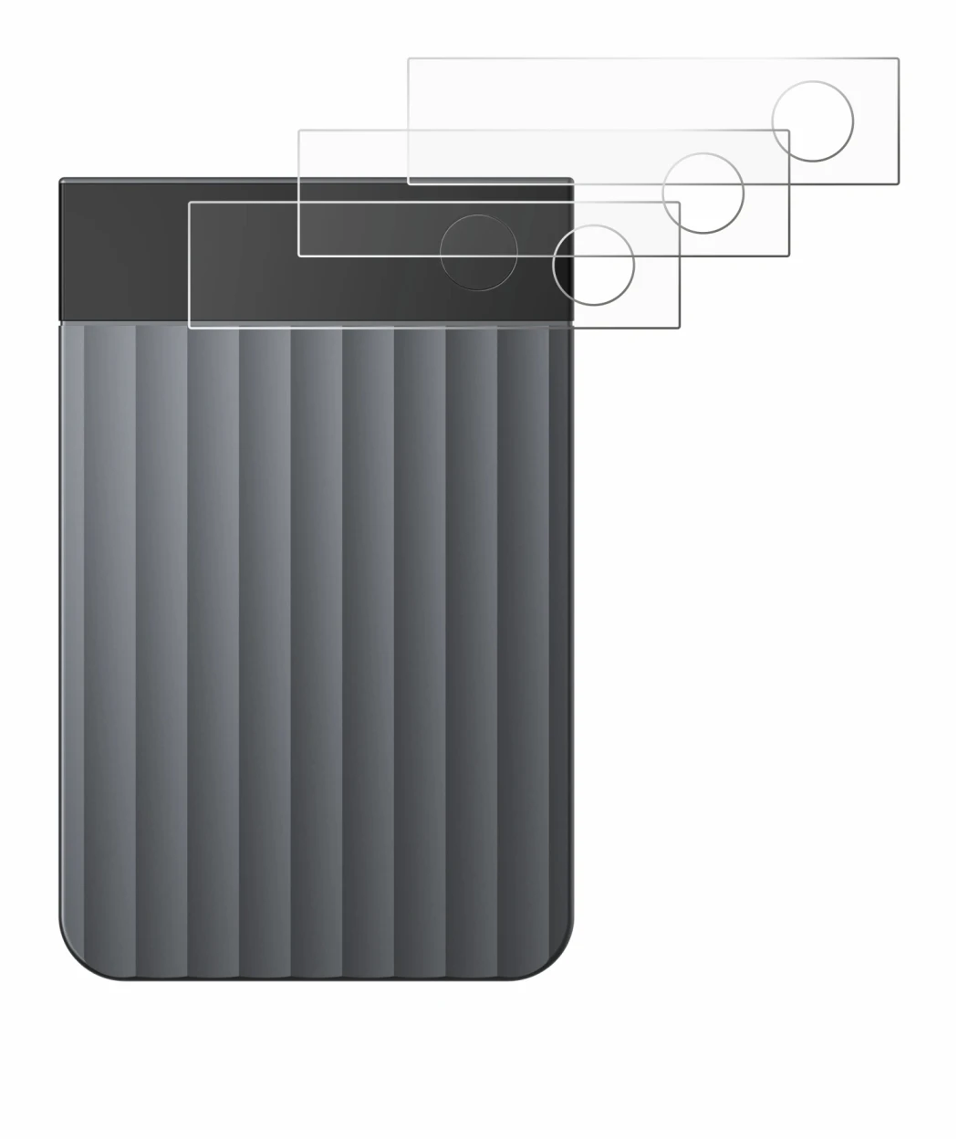 Image of the device PLAUD Note Pro with a wide variety of screen protectors.