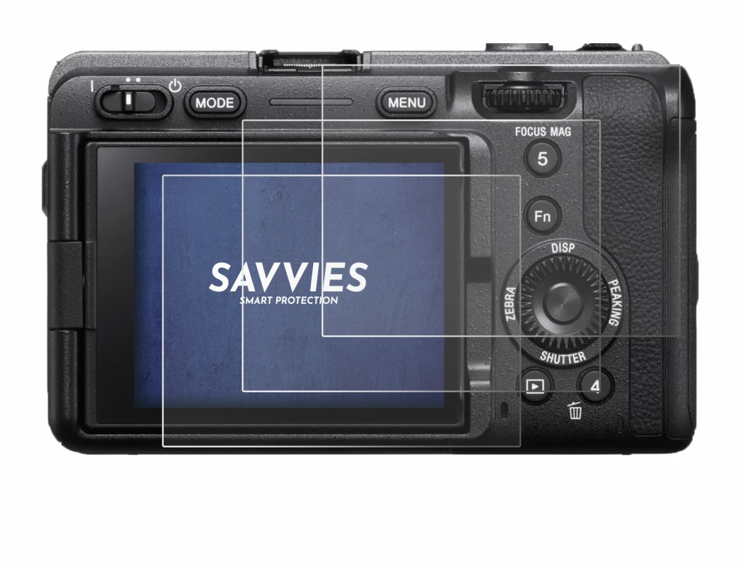 Image of the device Sony FX3A (ILME‑FX3A) with a wide variety of screen protectors.