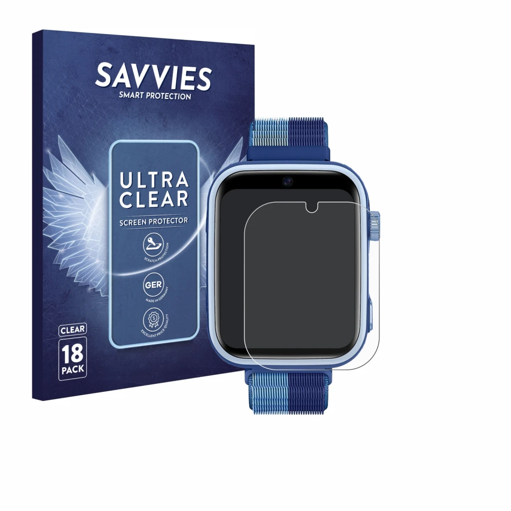 Front side of a product packaging with the brand logo Savvies. Next to it is the device Oliimptek T45 shown with the correspon