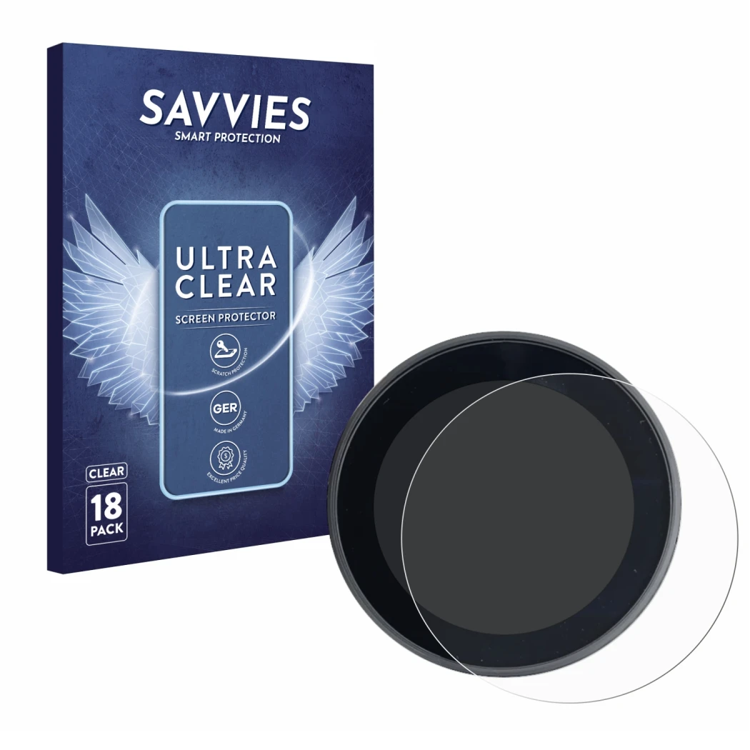 Front side of a product packaging with the brand logo Savvies. Next to it is the device Meraki Espresso Machine shown with the