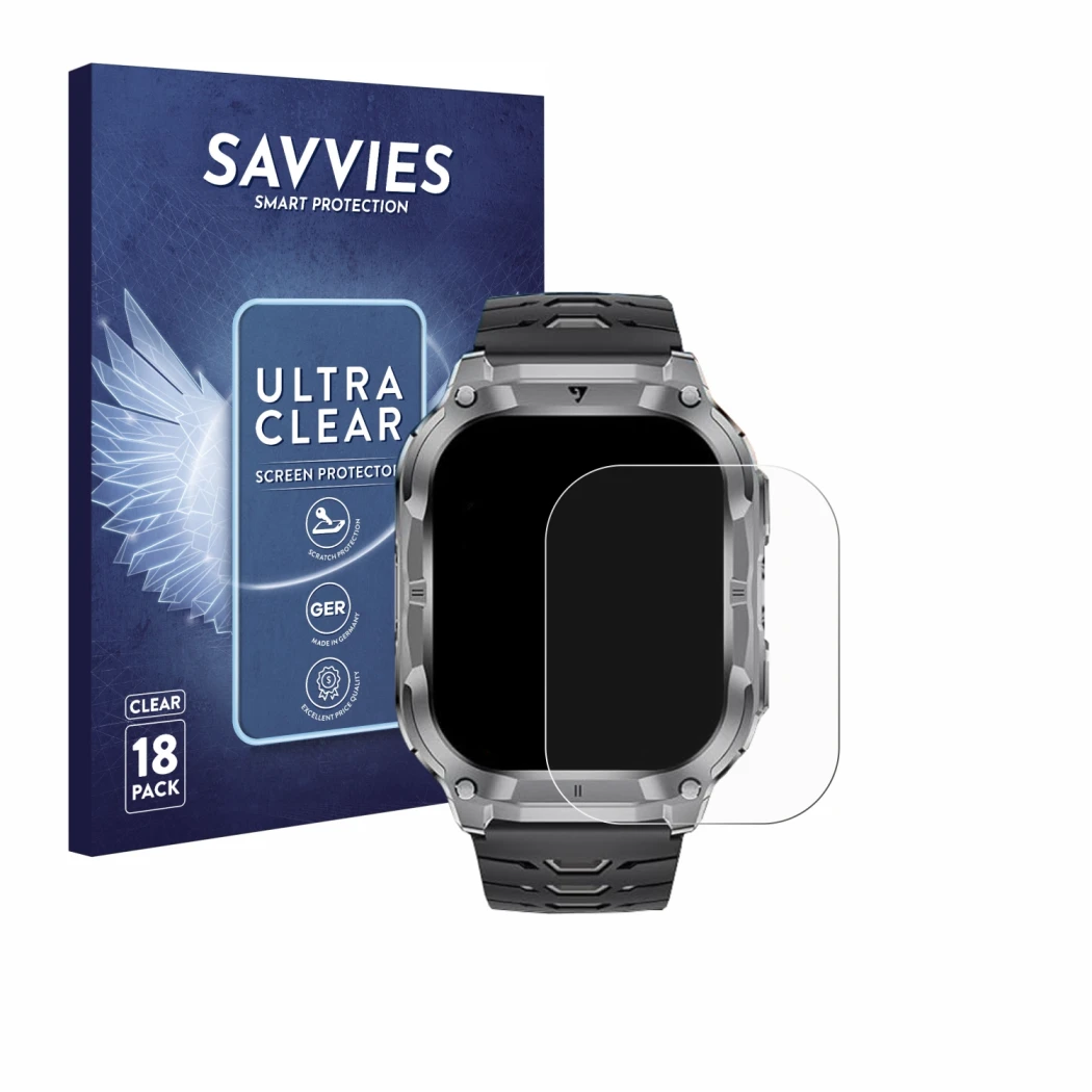 Front side of a product packaging with the brand logo Savvies. Next to it is the device LIGE EF22 2
