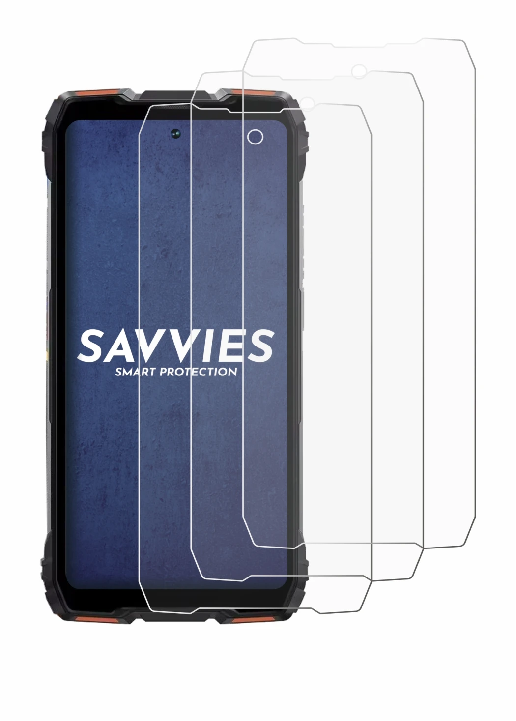 Image of the device Blackview Rock 3 with a wide variety of screen protectors.