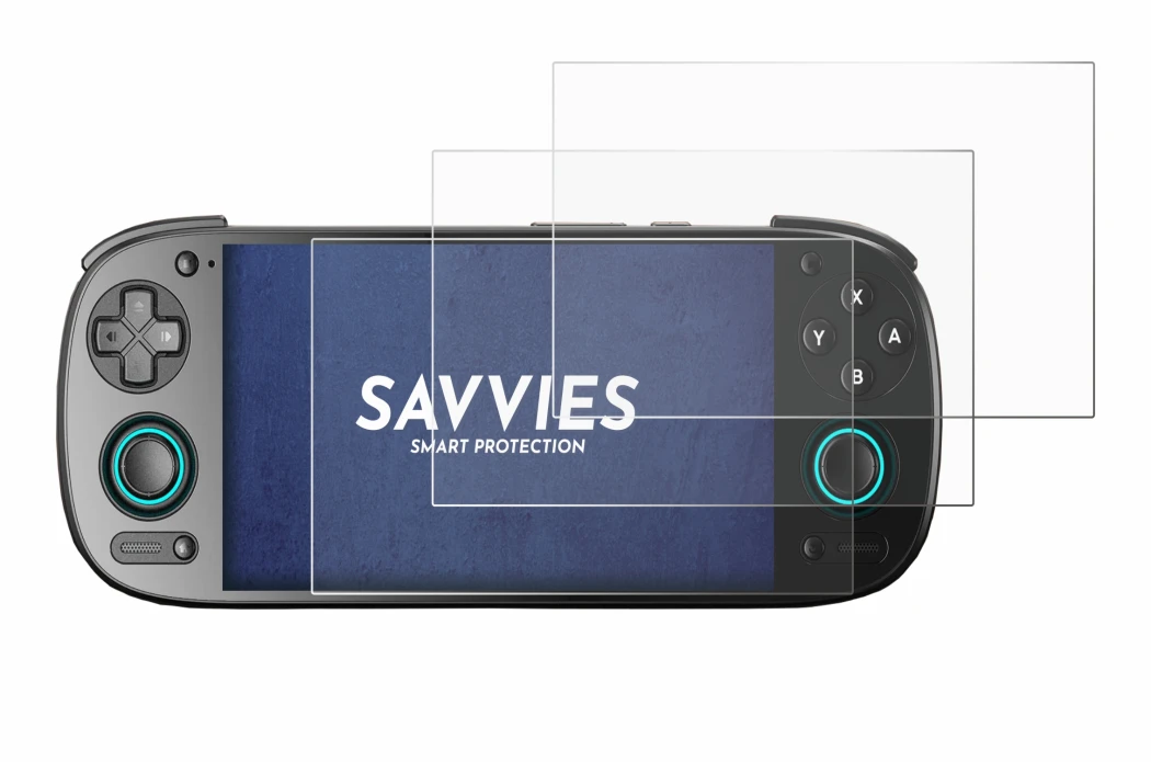 Image of the device Retroid Pocket 5 with a wide variety of screen protectors.