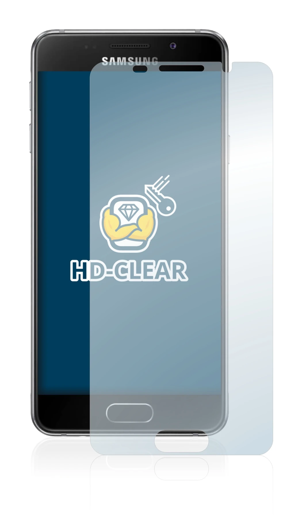 Image of the device Samsung Galaxy A3 2016 with a wide variety of screen protectors.