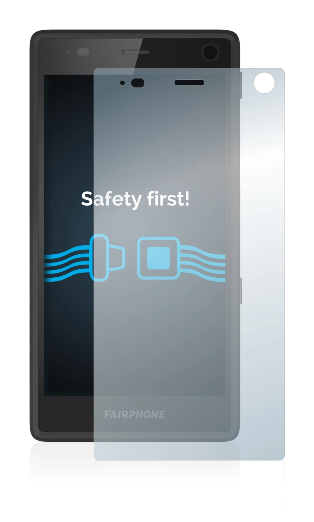 Image of the device Fairphone 2 with a wide variety of screen protectors.