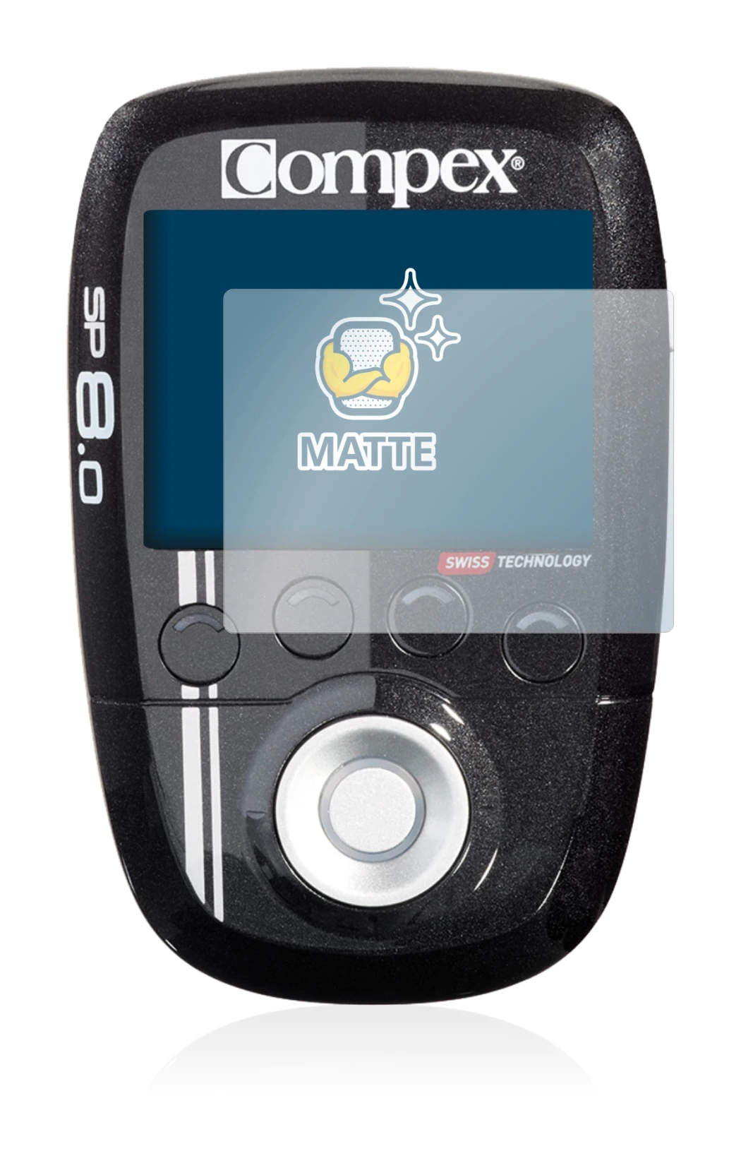 Image of the device Compex SP 8.0 with a wide variety of screen protectors.
