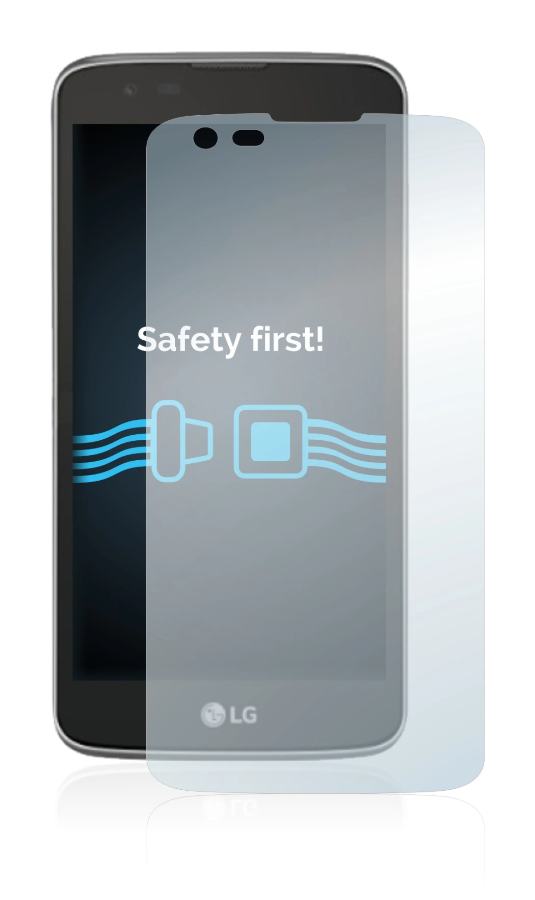 Image of the device LG Tribute 5 with a wide variety of screen protectors.