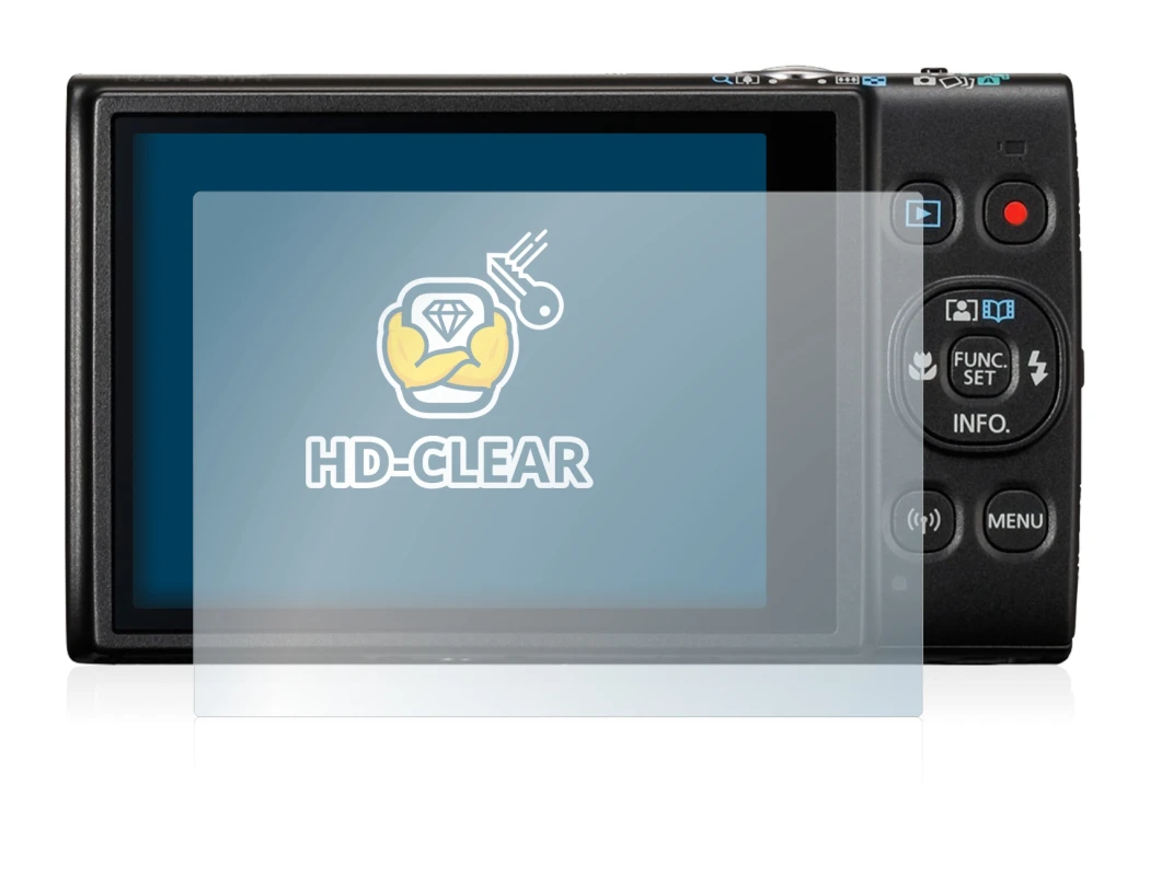 Image of the device Canon Digital Ixus 285 hs with a wide variety of screen protectors.