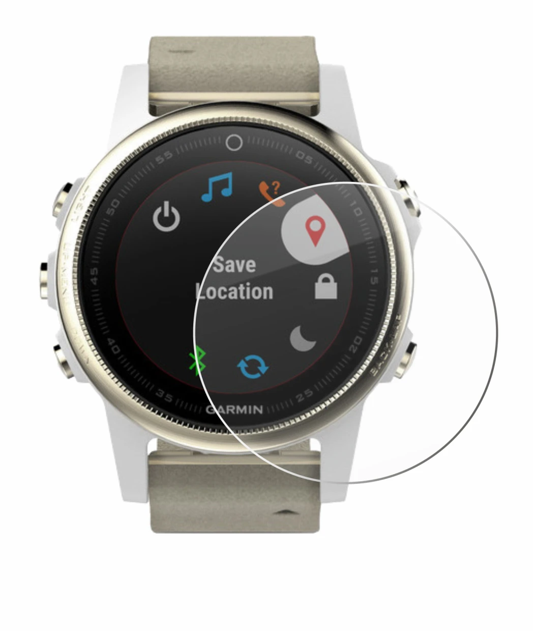 Image of the device Garmin Fenix 5S (42 mm) with a wide variety of screen protectors.