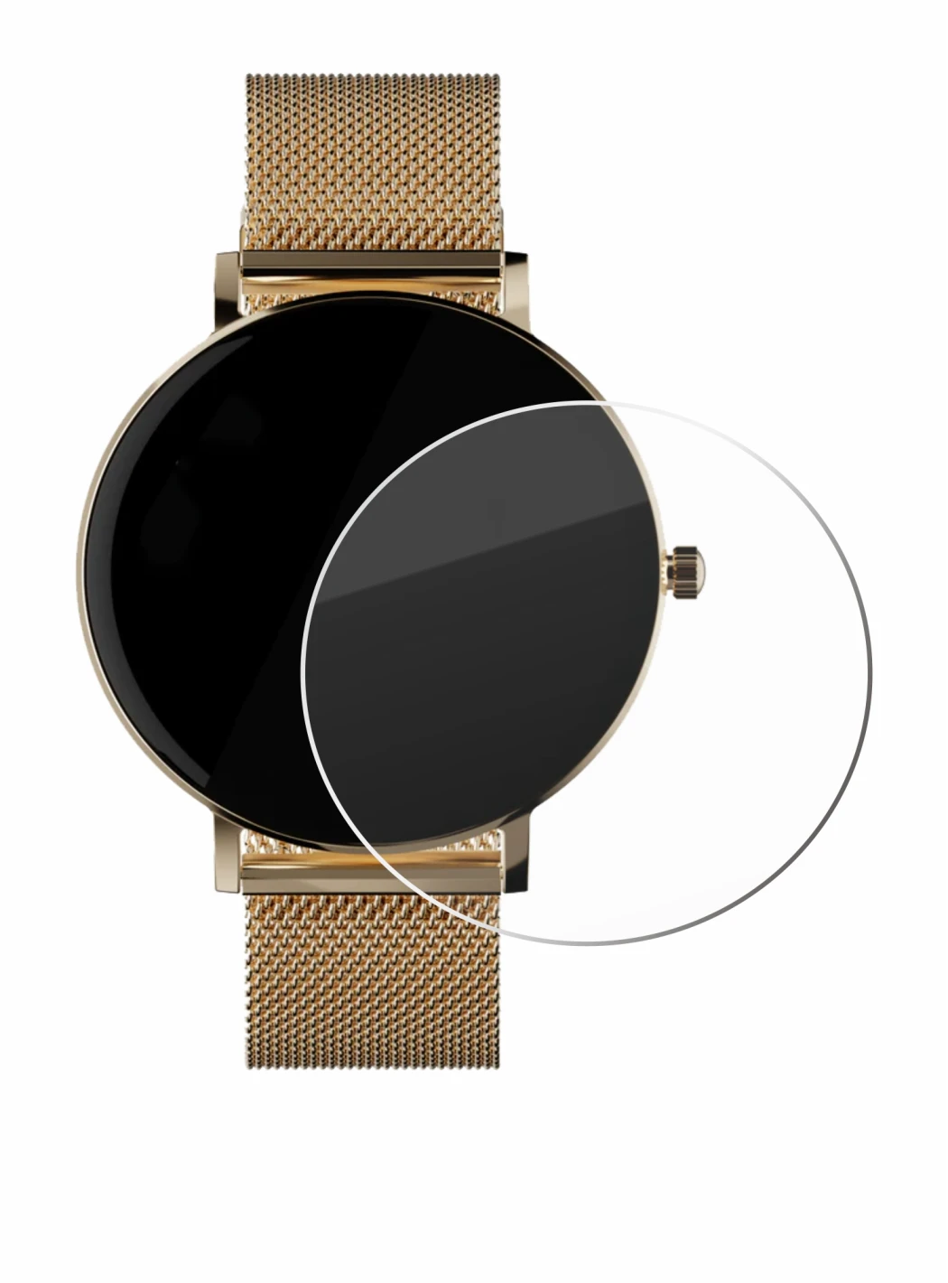 Image of the device ZenWatch Venice Pro with a wide variety of screen protectors.