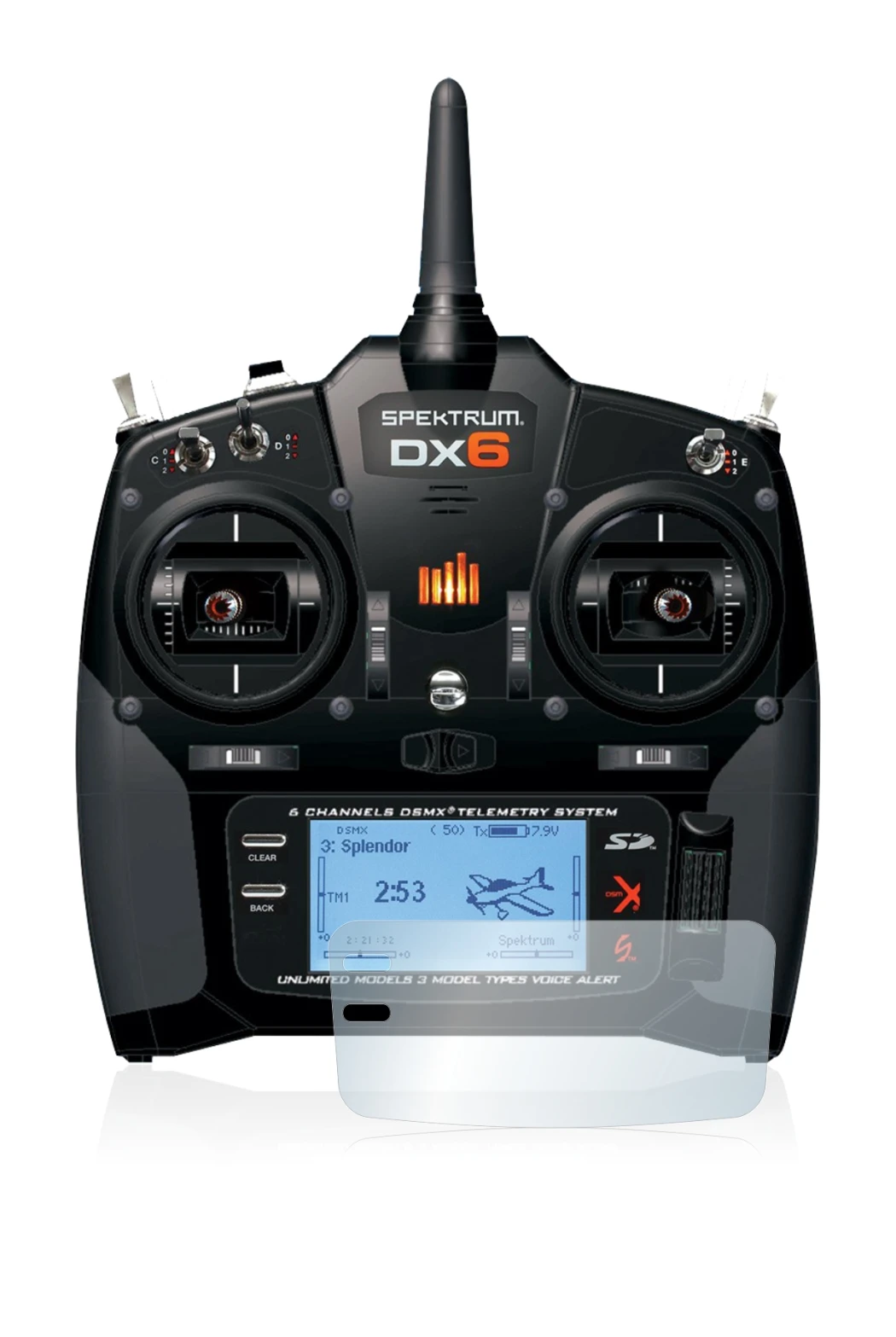 Image of the device Spektrum DX6 with a wide variety of screen protectors.