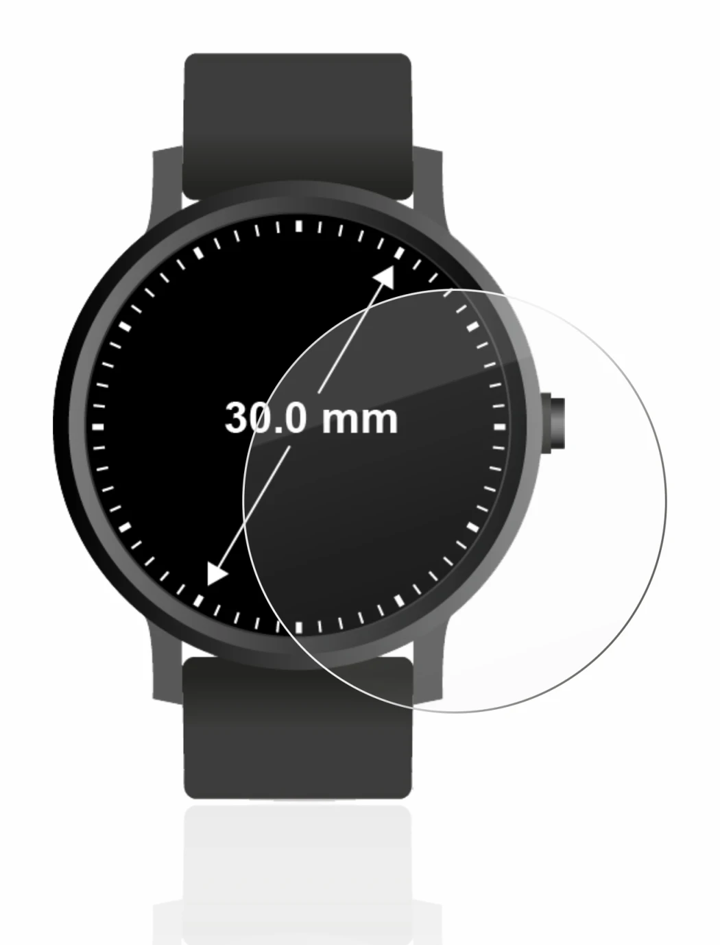 Image of the device Watches (Circular, ø: 30 mm) with a wide variety of screen protectors.
