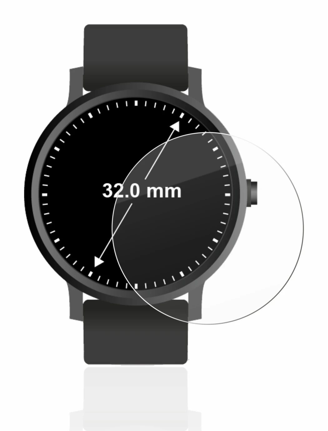 Image of the device Watches (Circular, ø: 32 mm) with a wide variety of screen protectors.