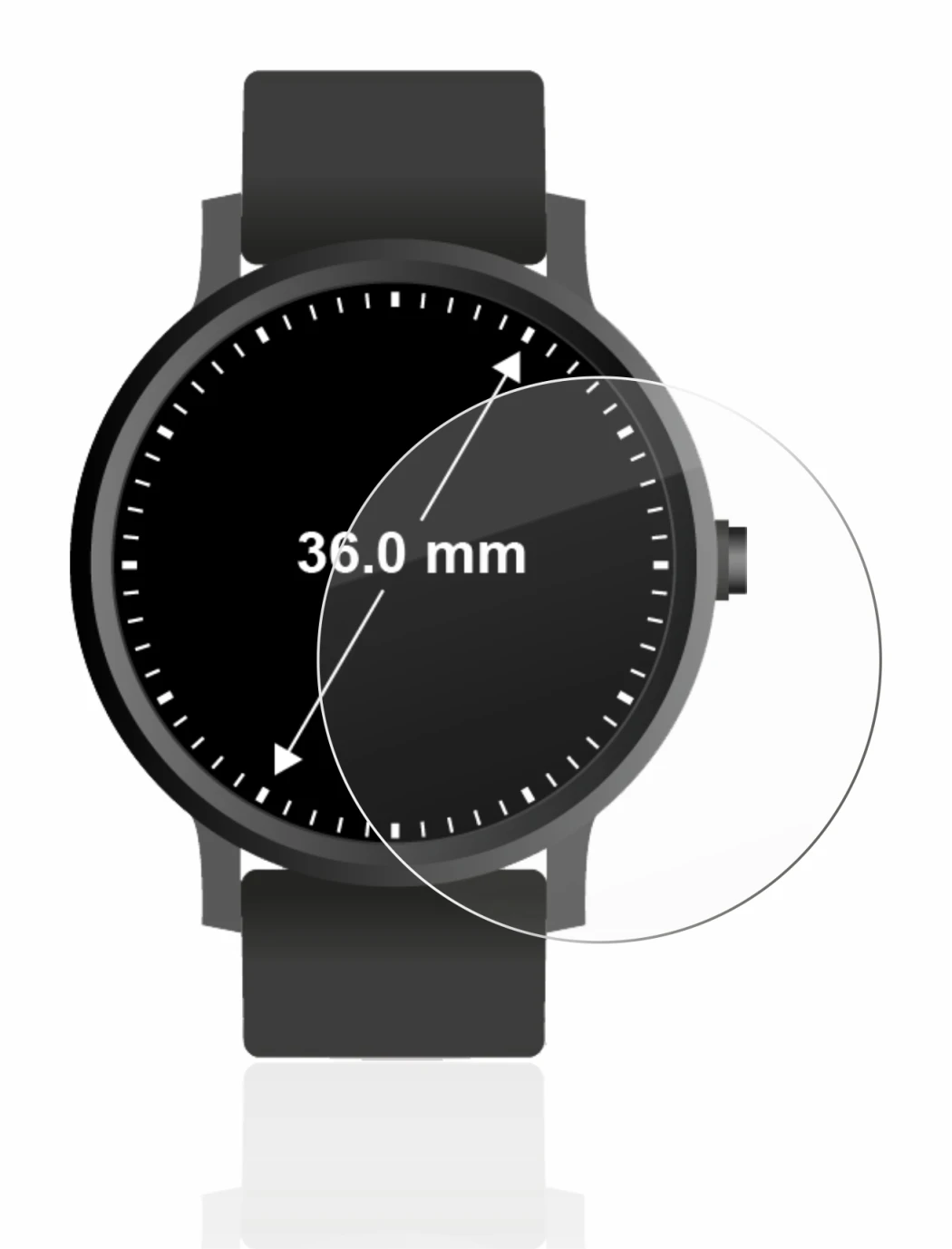 Image of the device Watches (Circular, ø: 36 mm) with a wide variety of screen protectors.
