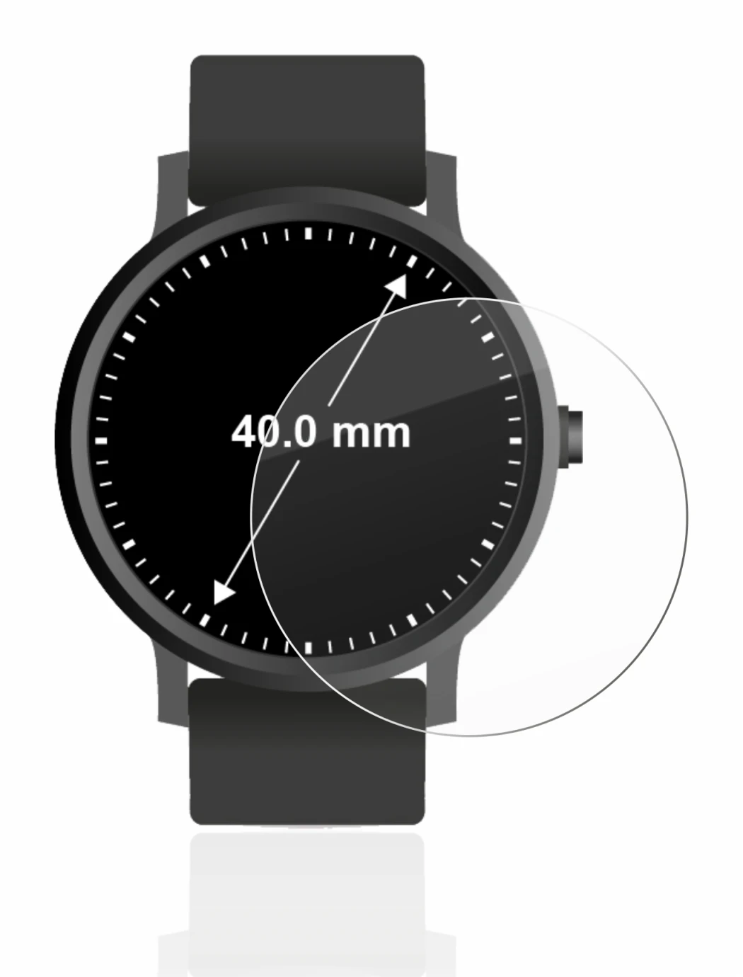 Image of the device Watches (Circular, ø: 40 mm) with a wide variety of screen protectors.