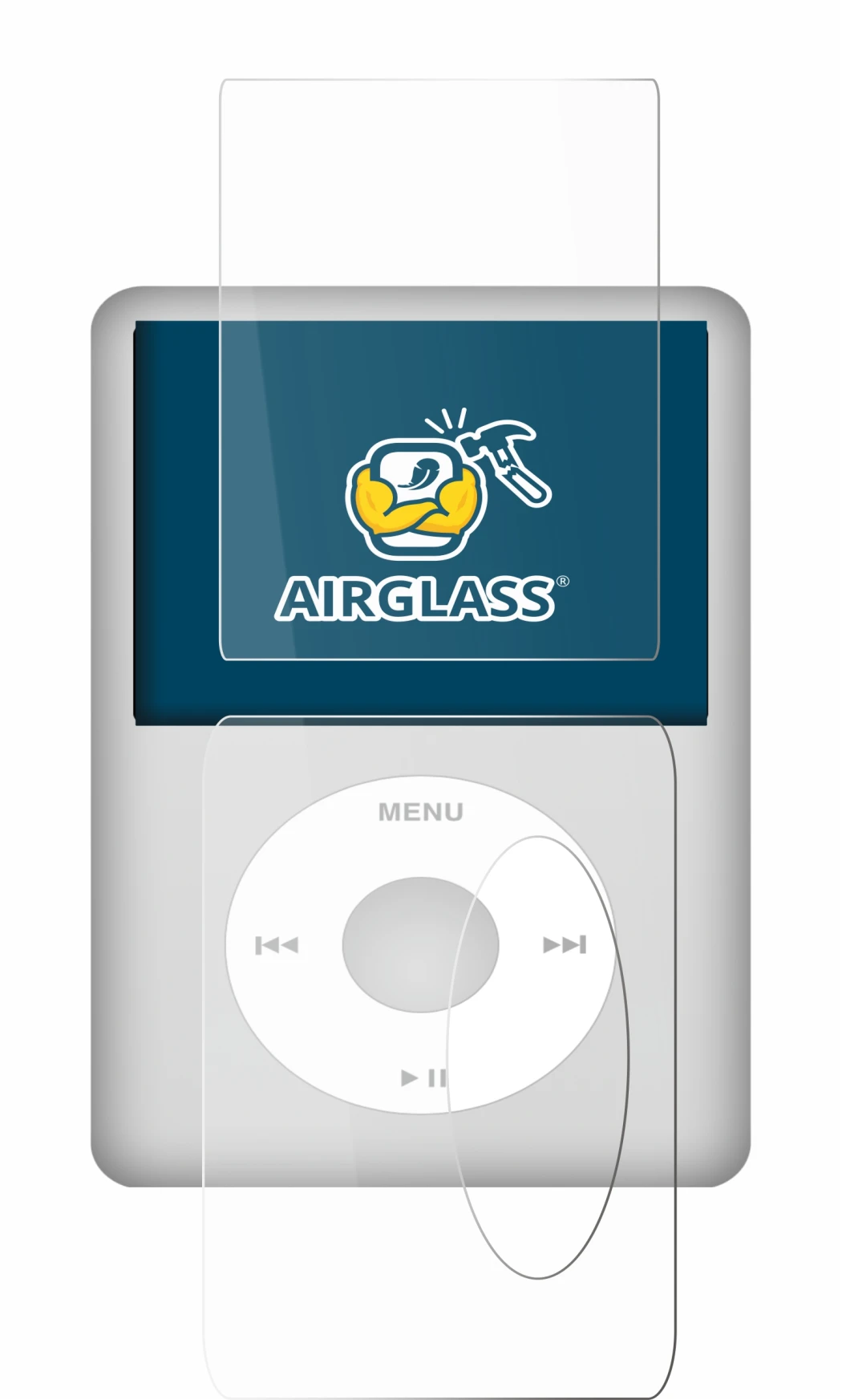 Image of the device Apple iPod Classic (Front+Back, 5.5 Gen.) with a wide variety of screen protectors.
