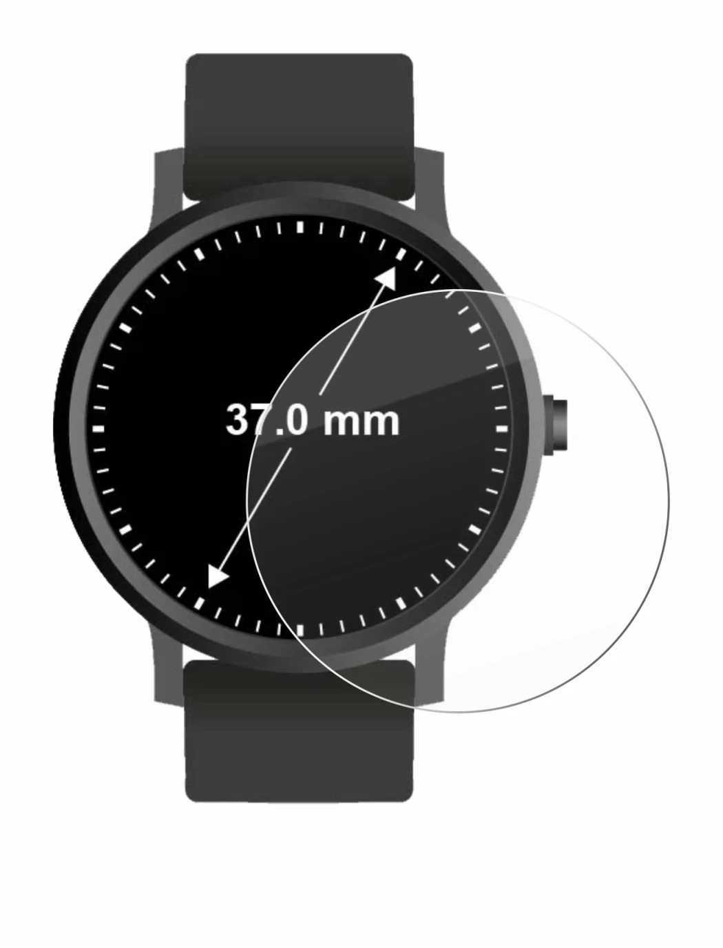 Image of the device Watches (Circular, ø: 37 mm) with a wide variety of screen protectors.