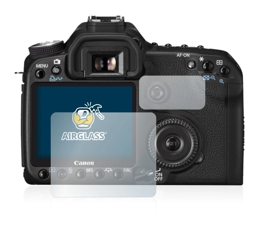 Image of the device Canon EOS 50D with a wide variety of screen protectors.