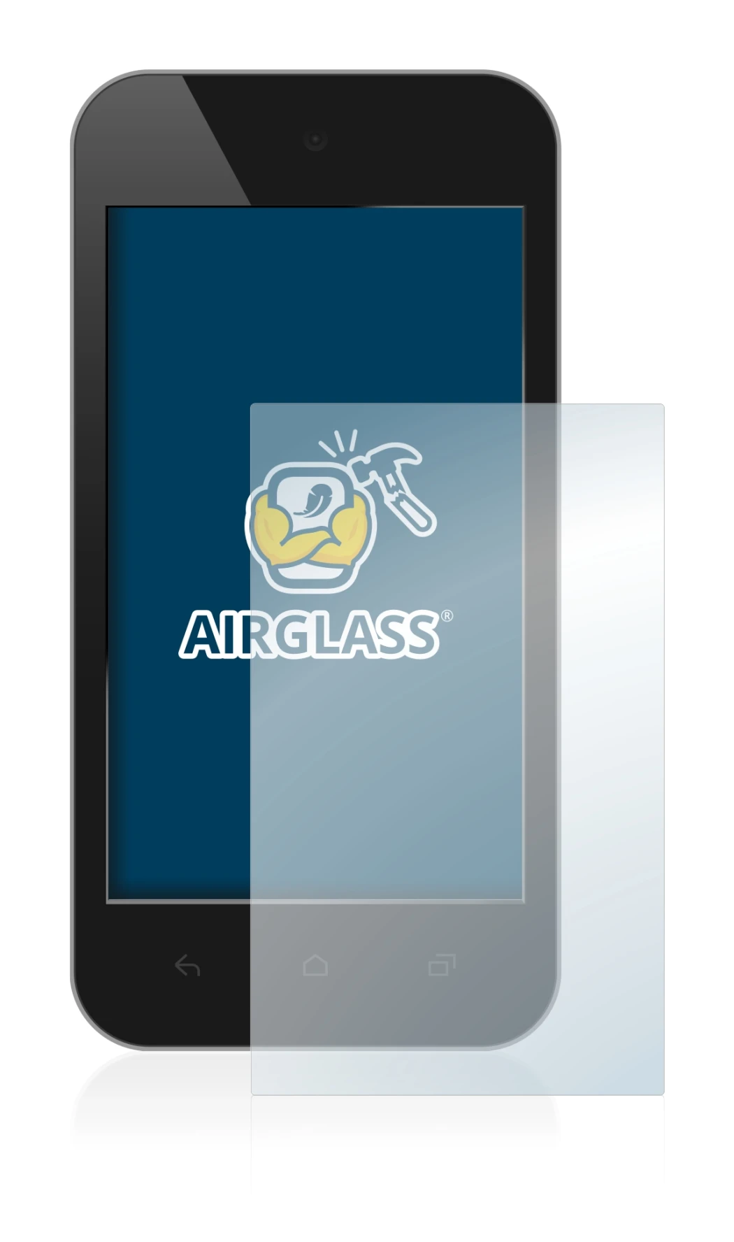 Image of the device with a wide variety of screen protectors.