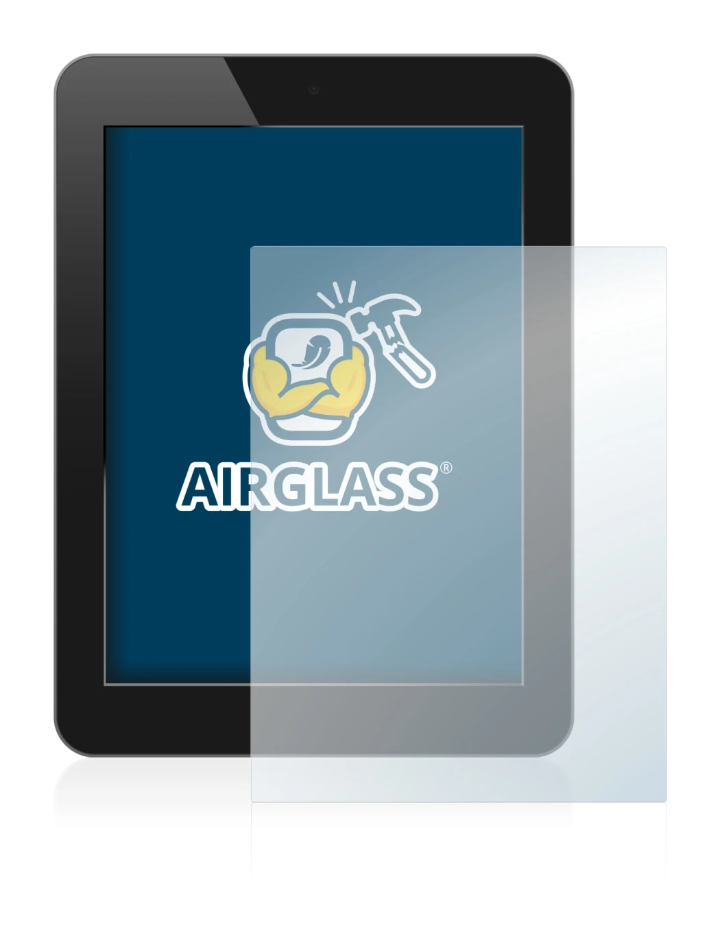 Image of the device with a wide variety of screen protectors.