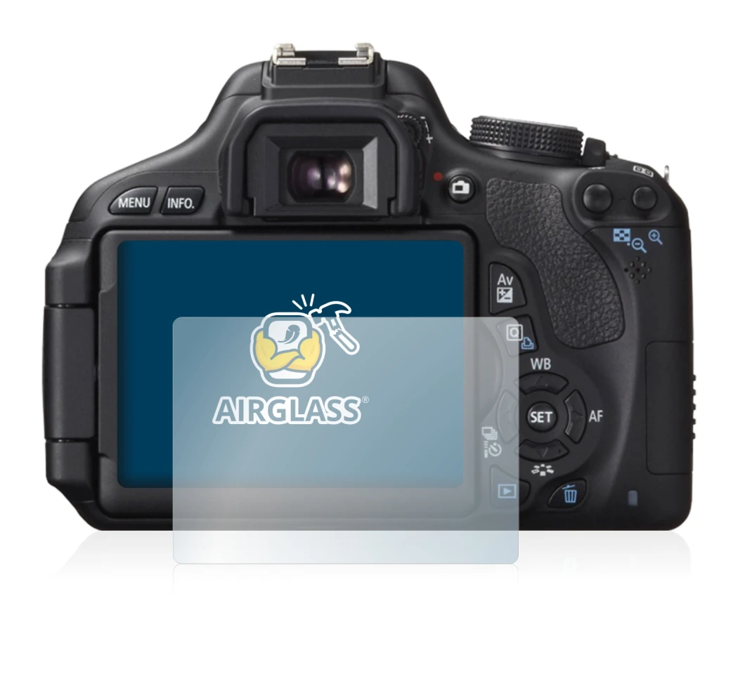 Image of the device Canon EOS 600D with a wide variety of screen protectors.