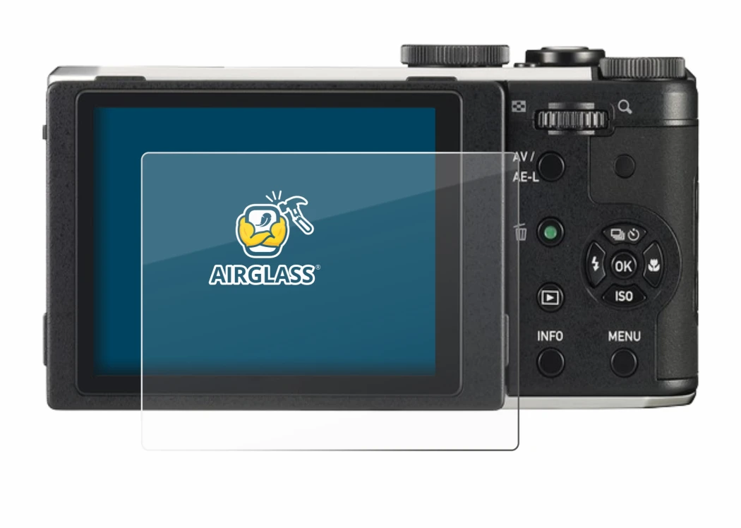Image of the device Pentax MX-1 with a wide variety of screen protectors.