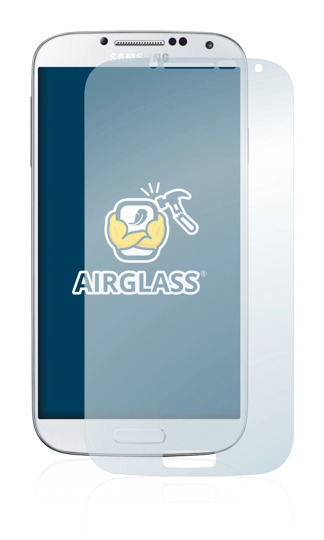 Image of the device Samsung Galaxy S4 with a wide variety of screen protectors.