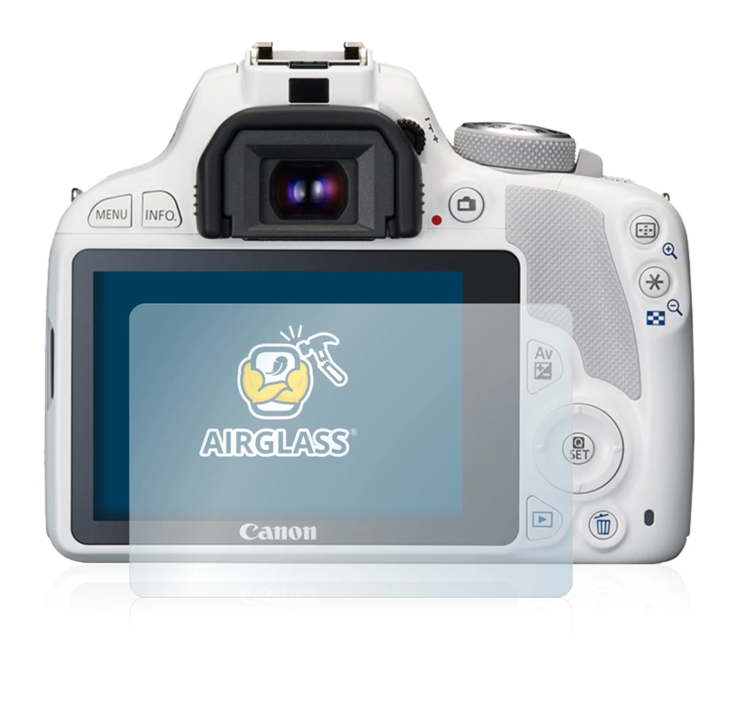 Image of the device Canon EOS 100D with a wide variety of screen protectors.