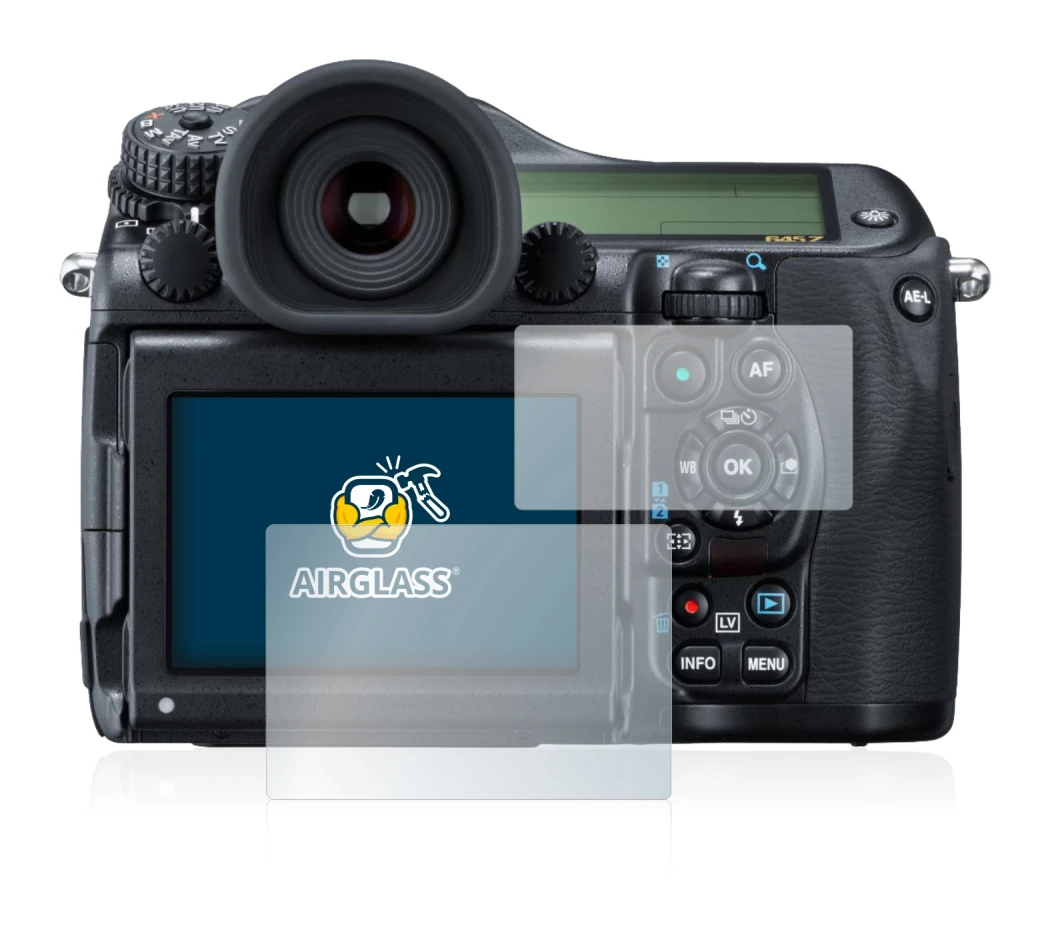 Image of the device Pentax 645Z with a wide variety of screen protectors.