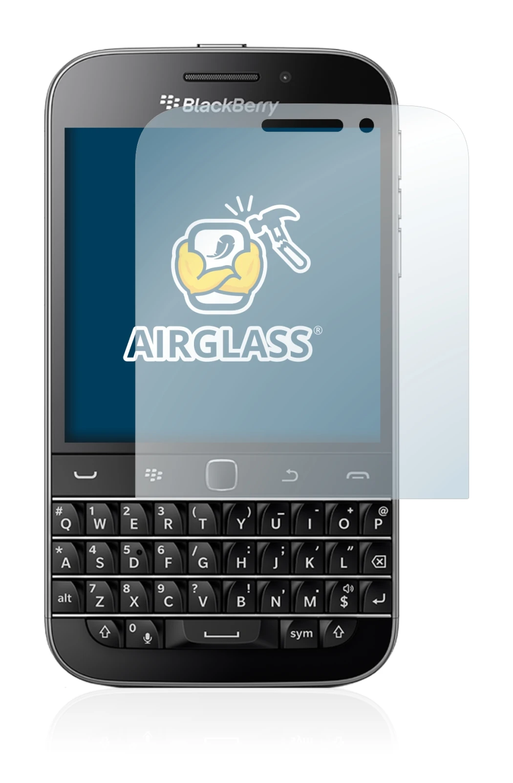 Image of the device Blackberry Classic Q20 with a wide variety of screen protectors.