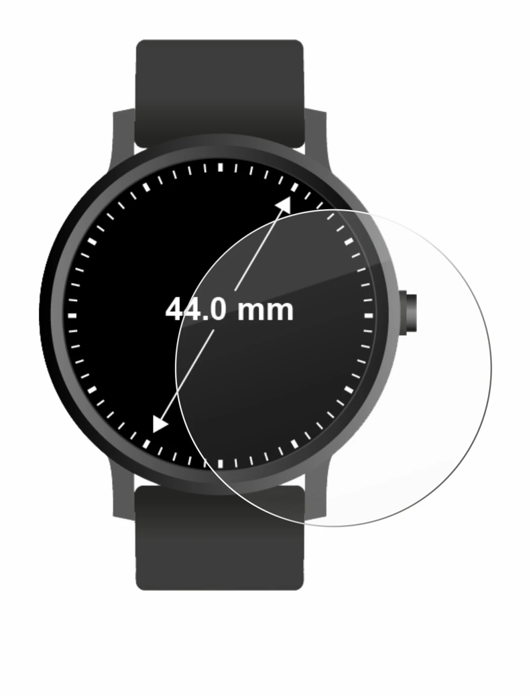 Image of the device Watches (Circular, ø: 44 mm) with a wide variety of screen protectors.