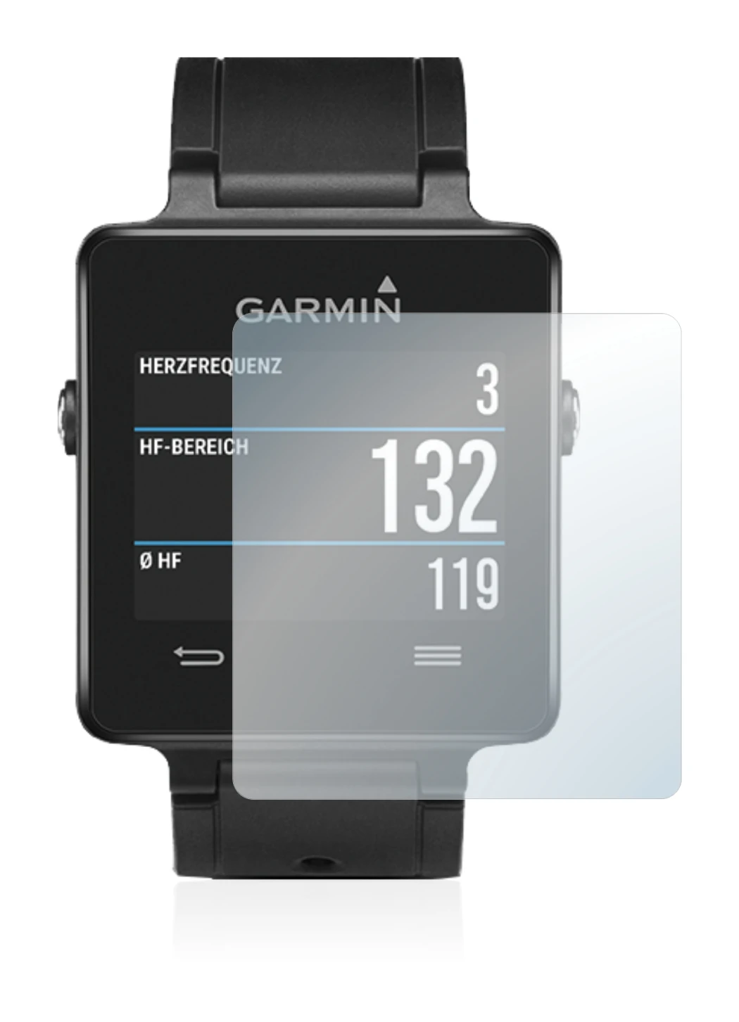 Image of the device Garmin vivoactive with a wide variety of screen protectors.