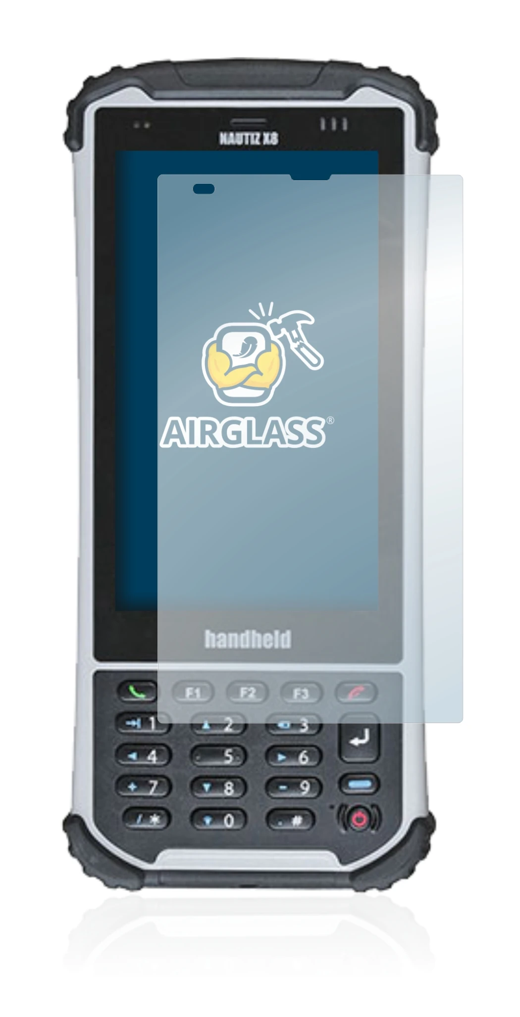 Image of the device Handheld Nautiz X8 with a wide variety of screen protectors.