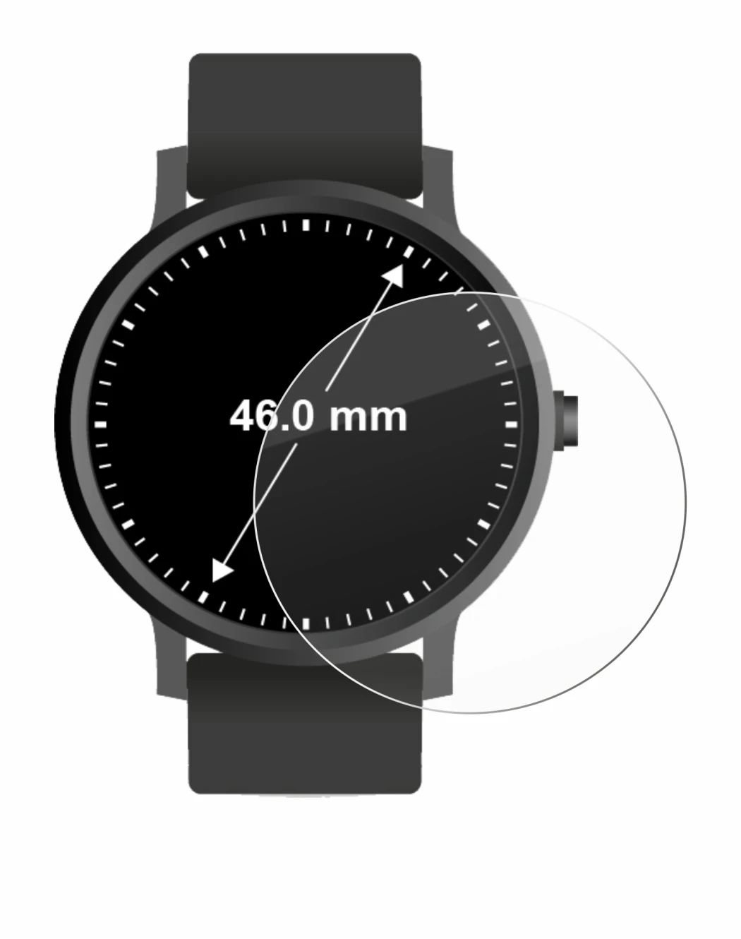 Image of the device Watches (Circular, ø: 46 mm) with a wide variety of screen protectors.
