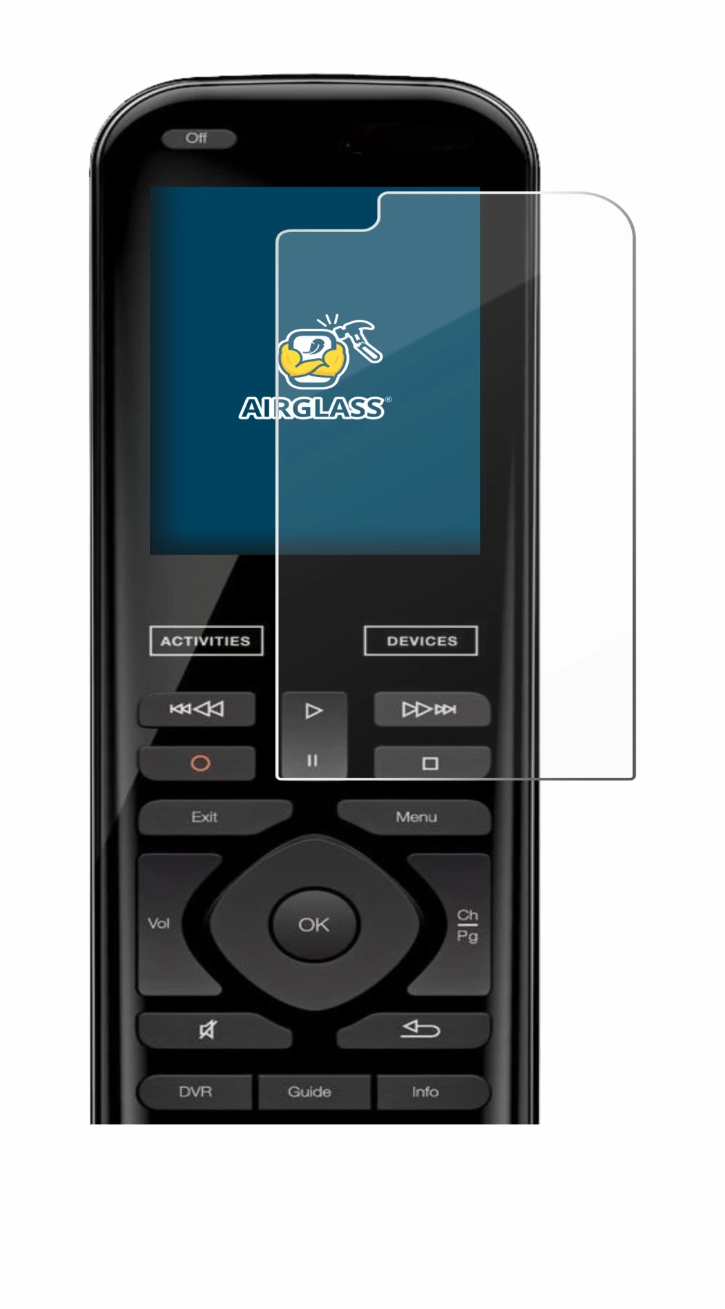 Image of the device Logitech Harmony 950 with a wide variety of screen protectors.